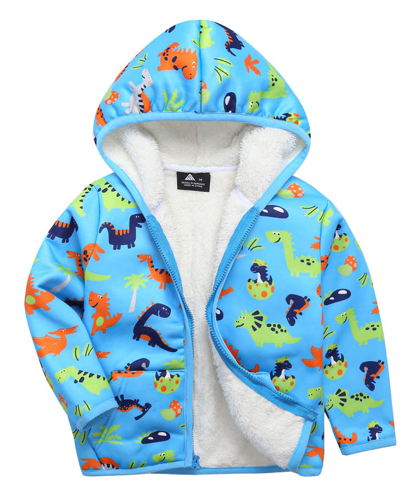 Toddler's Velvet Printed Hoodie with Pocket Sweatshirts Zip Up Jacket - GEEKLIGHTING