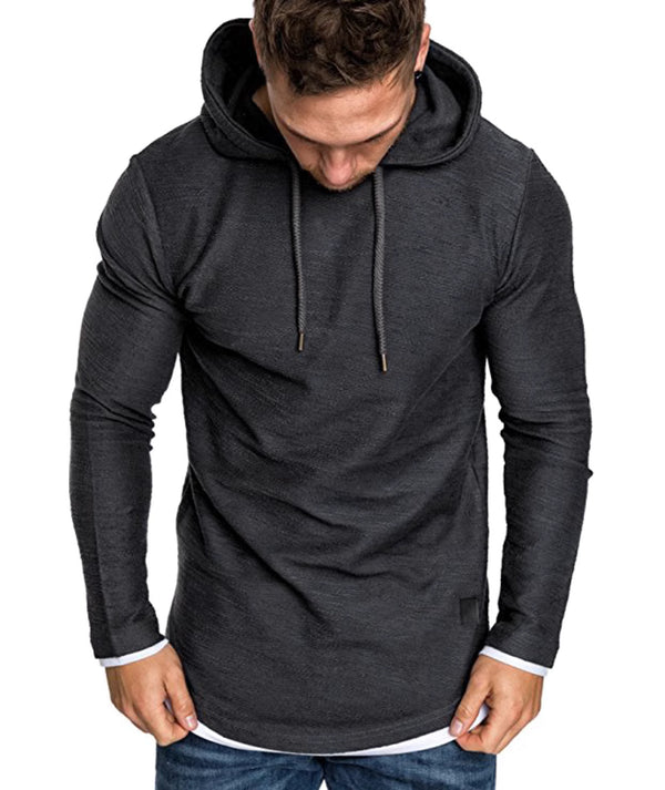 New fashion popular stitching fake two-piece hooded men's pullover sweatshirt one piece drop shipping - GEEKLIGHTING