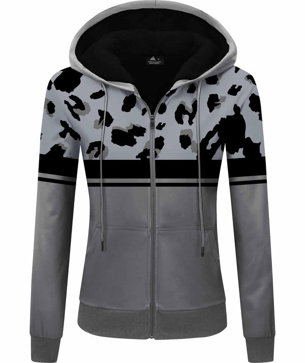 Full Zip Up Hooded Fleece jacket Long Sleeve for women - GEEKLIGHTING