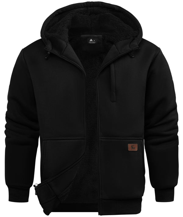 Men's Long Sleeve Solid Color Fleece Casual Hoodie-CUMFH04095