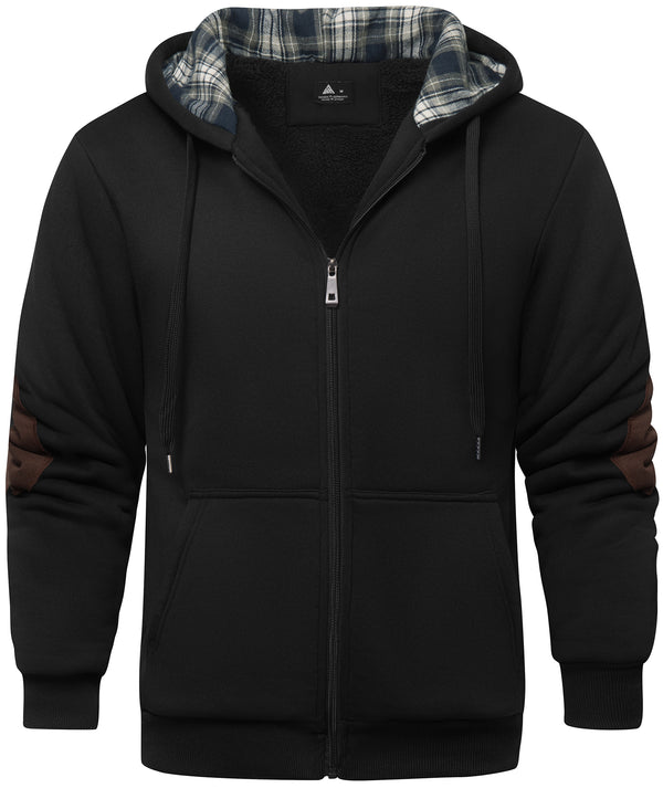 Men's Full Zipper Solid Color Fleece Hoodie-CUMFH04094