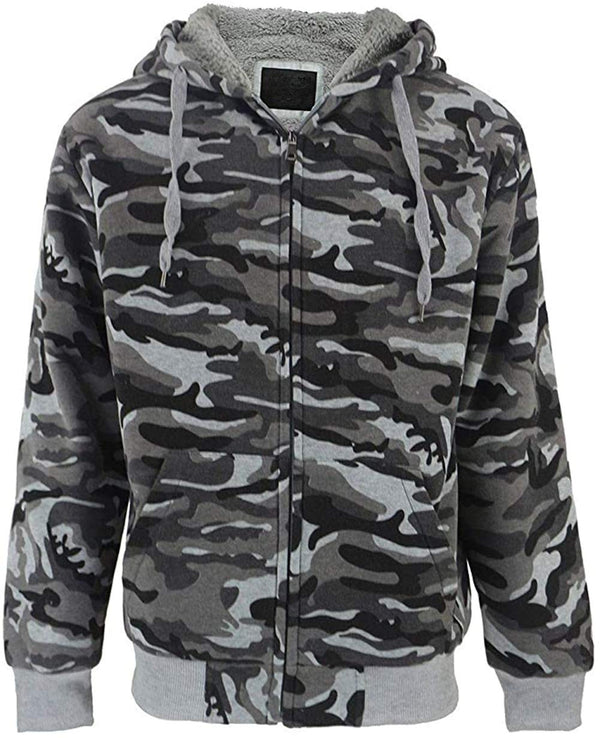 Men's Long Sleeve Full Zipper Fleece Hoodie-AHDC100035