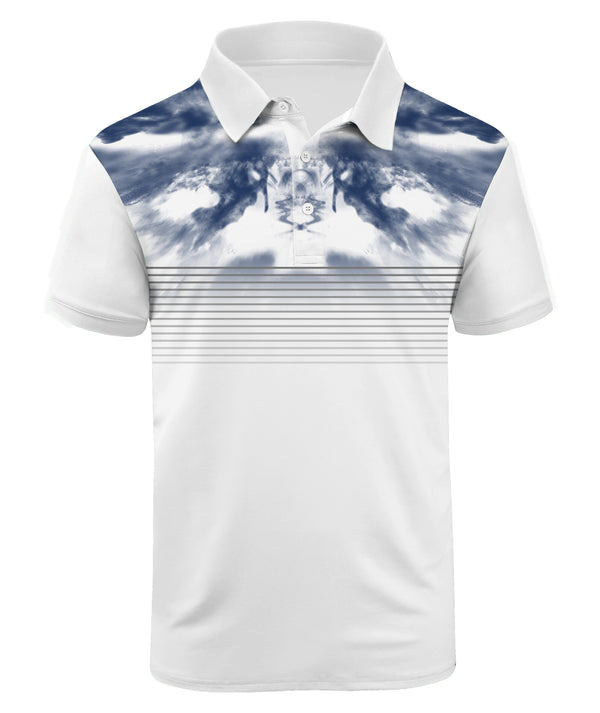 Men's Button Up White Casual Polo Shirt-CFMPO00092