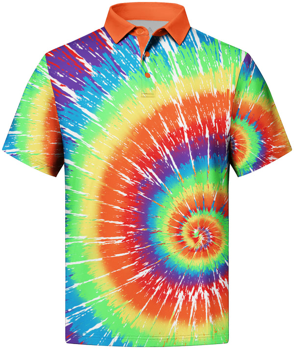 Men's Tie Dye Print Dri Fit Casual Polo Shirt-CUMPO01952