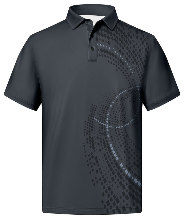 Men's Button Up Dri Fit Print Polo Shirt-CUMPO02480