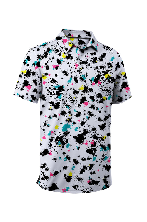 Men's Button Up Dri Fit Printed Polo Shirt-CUMPO05527