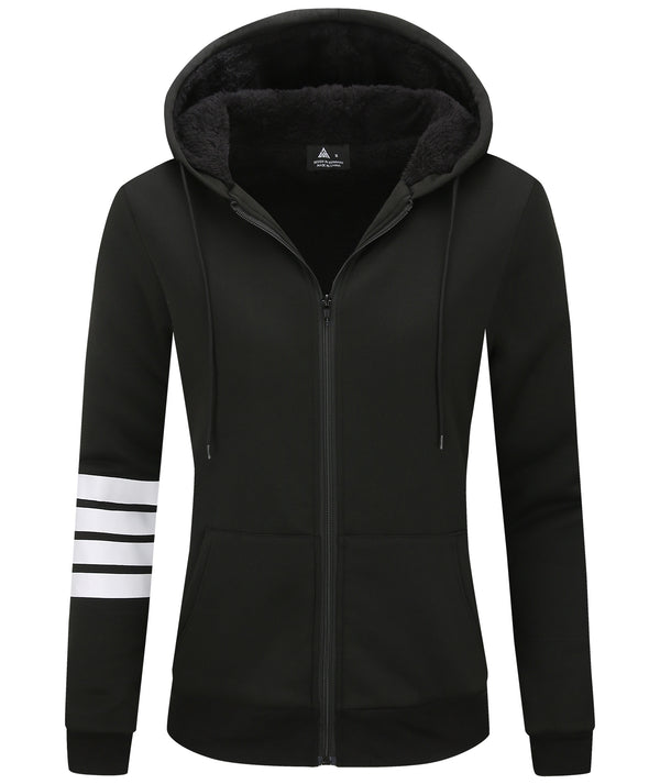 Women's Long Sleeve Solid Color Fleece Hoodie-CUWFH01440