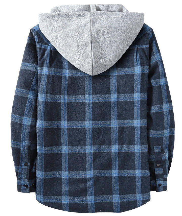 Men's Flannel Plaid Long Sleeve Button Down Hooded Shirts - CFMMX20007 - GEEKLIGHTINGMen Clothes