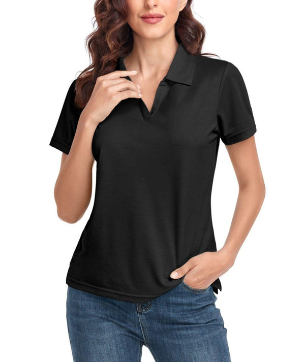 Women's V-Neck Dry Fit Golf Polo Shirt-ZPK008254