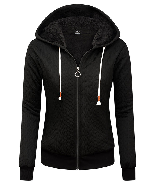 Women's Full Zipper Warm Stylish Outdoor Fleece Hoodie-CUWFH02455