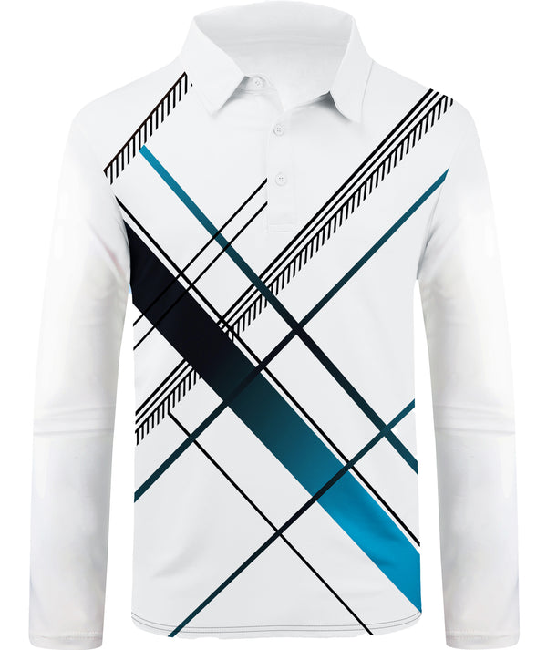 Men's Button Up Dri Fit Long Sleeve Polo Shirt-CUMLP01192