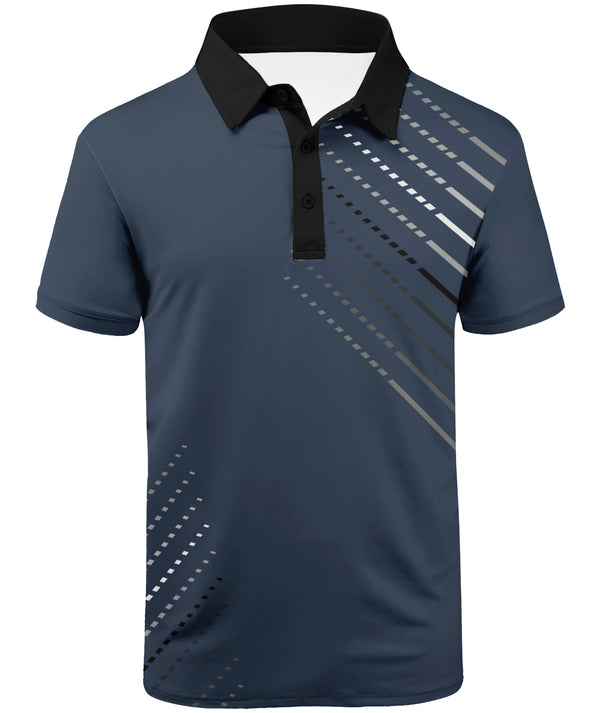 Men's Button Up Moisture Wicking Golf Polo Shirt-APOH700047