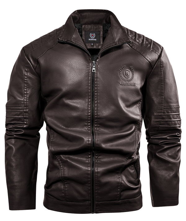 Men's Full Zipper Regular Fit Leather Jacket-ZPK007130