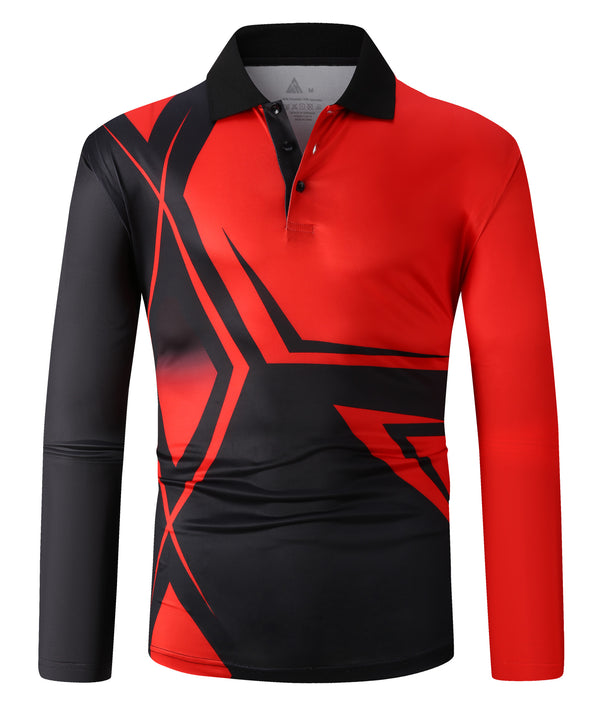 Men's Long Sleeve Button Up Slim Fit Polo Shirt-CFMLP00008