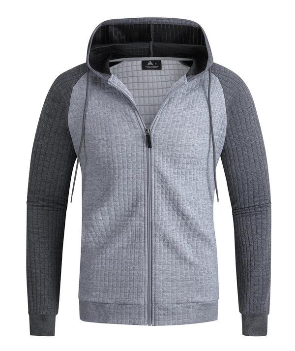 Men's Full Zipper Waffle Knit Hoodie-ZPK006332