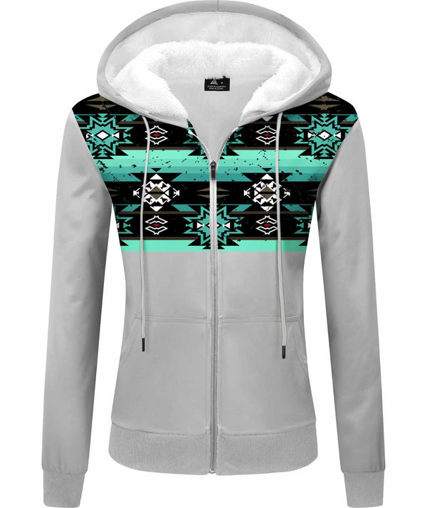 Women's Long Sleeve Striped Fleece Hoodie-CUWFH01397