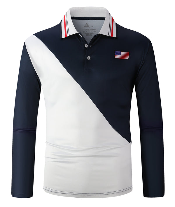Men's Button Up Dri Fit Long Sleeve Polo Shirt-CFMLP00012