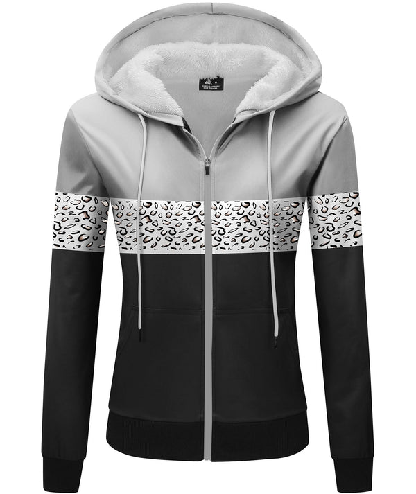 Women's Printed Fleece Lined Drawstring Hoodie-ZPK006152