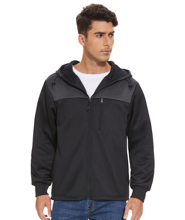 Men's Full Zipper Long Sleeve Fleece Hoodie-CFMWY00027