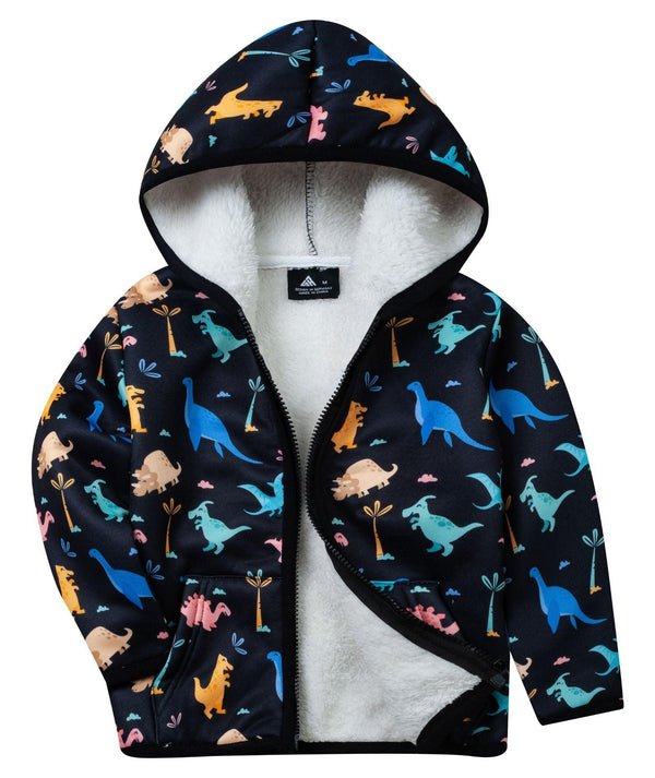 Kid's Dinosaur Print Zip Up Hoodie-ZPK006174