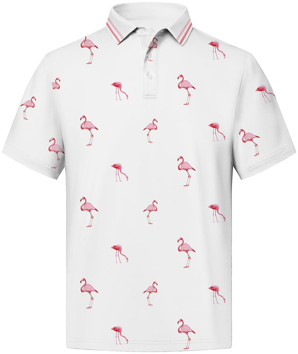 GEEKLIGHTING Men's Shirt Flamingo Golf Funny Polo Shirts for Men Fashion Performance-CUMPO01649