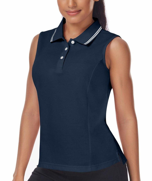 Women's Slim Fit Sleeveless Tennis Polo Shirt-ZPK008247