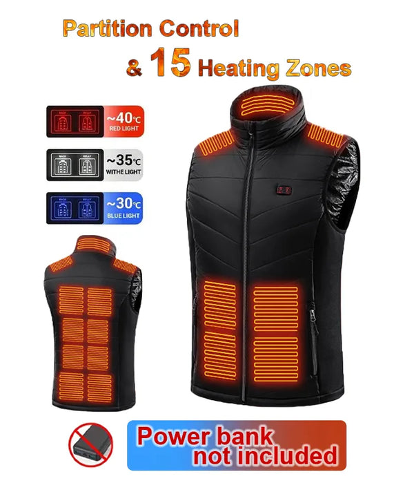 Unisex Dual Control 15 Heating Zones Heated Vest-2226