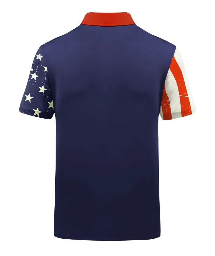 Men's Slim Fit American Flag Golf Polo Shirt-CUMPO05424 GEEKLIGHTING