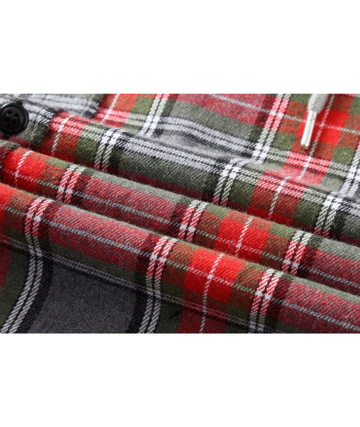 Men's Flannel Plaid Long Sleeve Button Down Hooded Shirts - CFMMX20007 - GEEKLIGHTINGMen Clothes