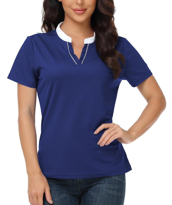 Women's V Neck Sports Golf Polo Shirt-ZPK007896