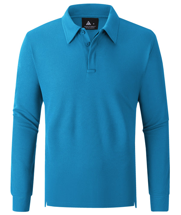 Men's Long Sleeve Button Up Dri Fit Polo Shirt-CFMPO00057