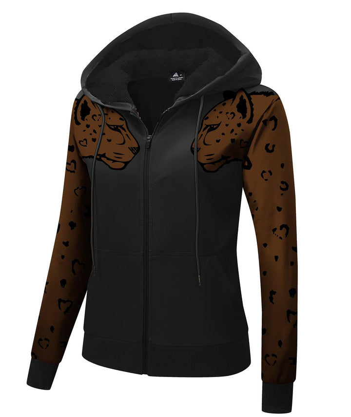 GEEKLIGHTING Women's Winter Outwear Leopad Printed Hooded Sweatshirt-ZPK006189 - GEEKLIGHTING