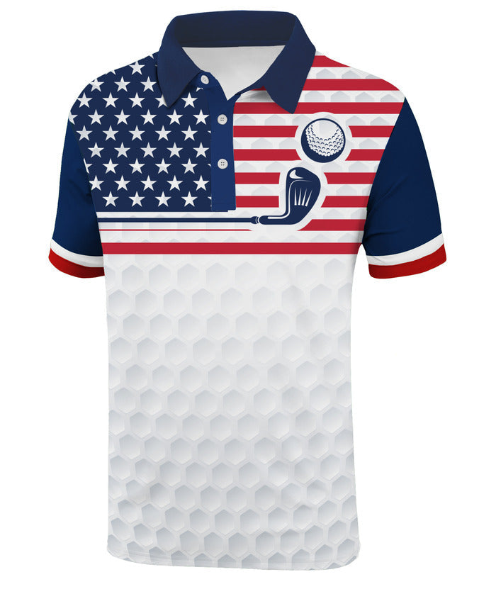 Men's Flag Theme Golf Slim Fit Polo Shirt-CFMPO00033 GEEKLIGHTING