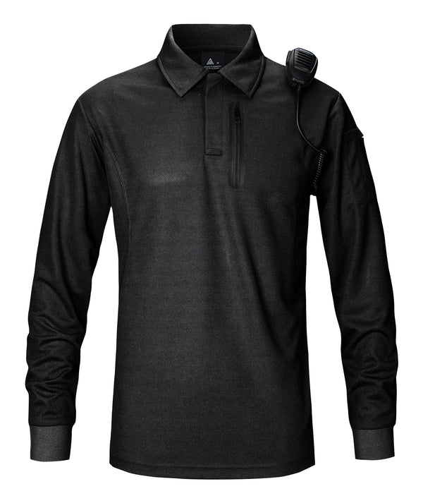 Men's Zipper Pocket Long Sleeve Polo Shirt-CFMPO00043