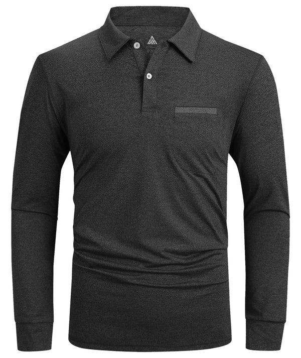 Men's Long Sleeve Button Up Dri Fit Polo Shirt-CFMLP00006