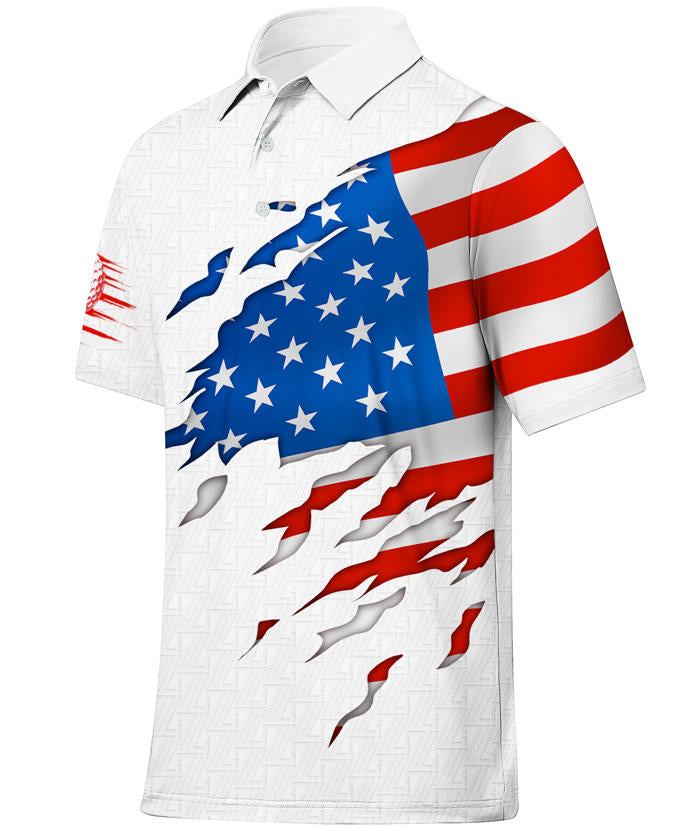 Men's American Flag Print Dri Fit Sports Polo Shirt-CUMPO01601 GEEKLIGHTING