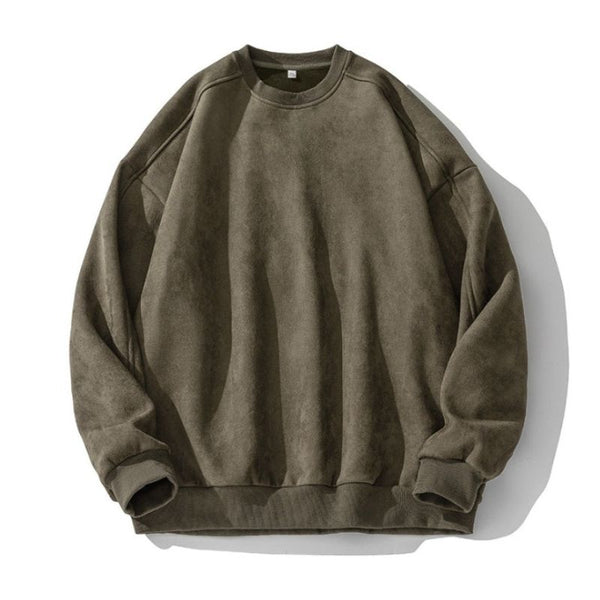 GEEKLIGHTING Men's Winter Embroidered Suede Round Neck Pullover Outerwear Sweatshirt-ZH1005 - GEEKLIGHTING