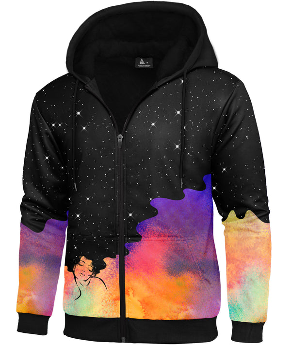 Men's Long Sleeve Full Zip Up Print Fleece Hoodie-CFMWY00104