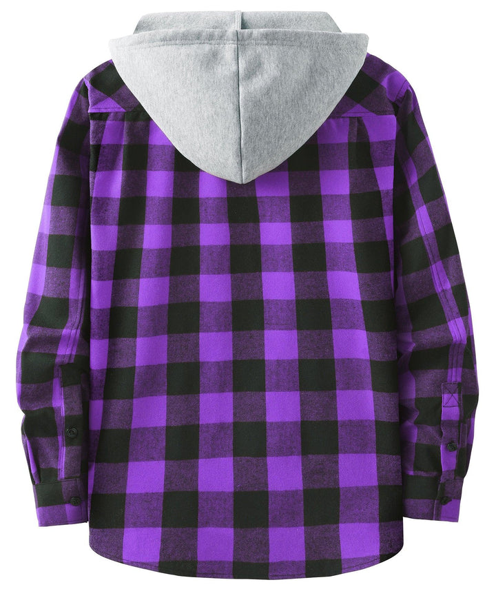 Men's Flannel Plaid Long Sleeve Button Down Hooded Shirts - CFMMX20007 - GEEKLIGHTINGMen Clothes