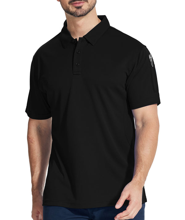 Men's Slim Fit Button Up Golf Polo Shirt-CUMPO03930