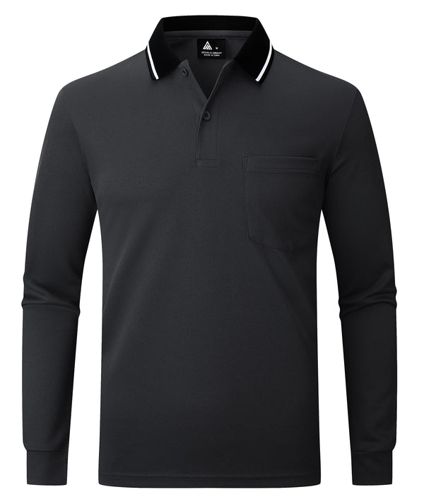 Men's Button Up Slim Fit Long Sleeve Golf Polo Shirt-CEMLP06140