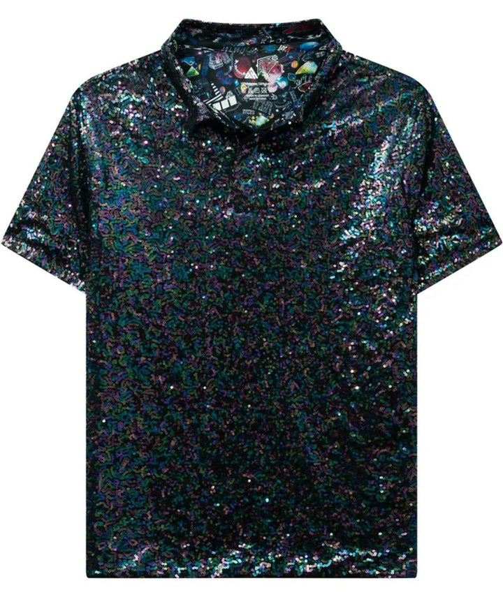 Men's Disco Polo Shirt Classic Collar Short Sleeve 70s Burning Fast Dry Polo - ZPK006436 - GEEKLIGHTINGMen Clothes