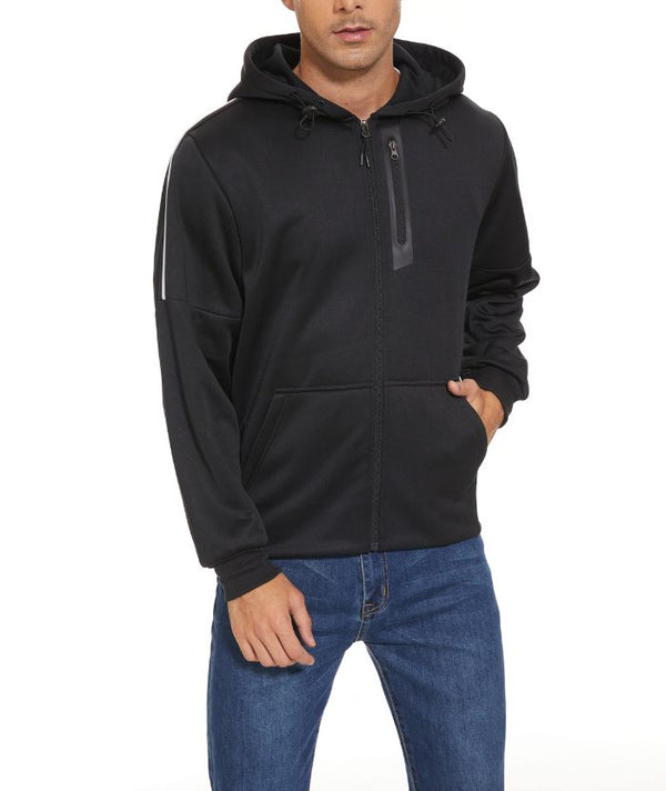 Men's Full Zipper Solid Color Casual Hoodie-CFMWY00025