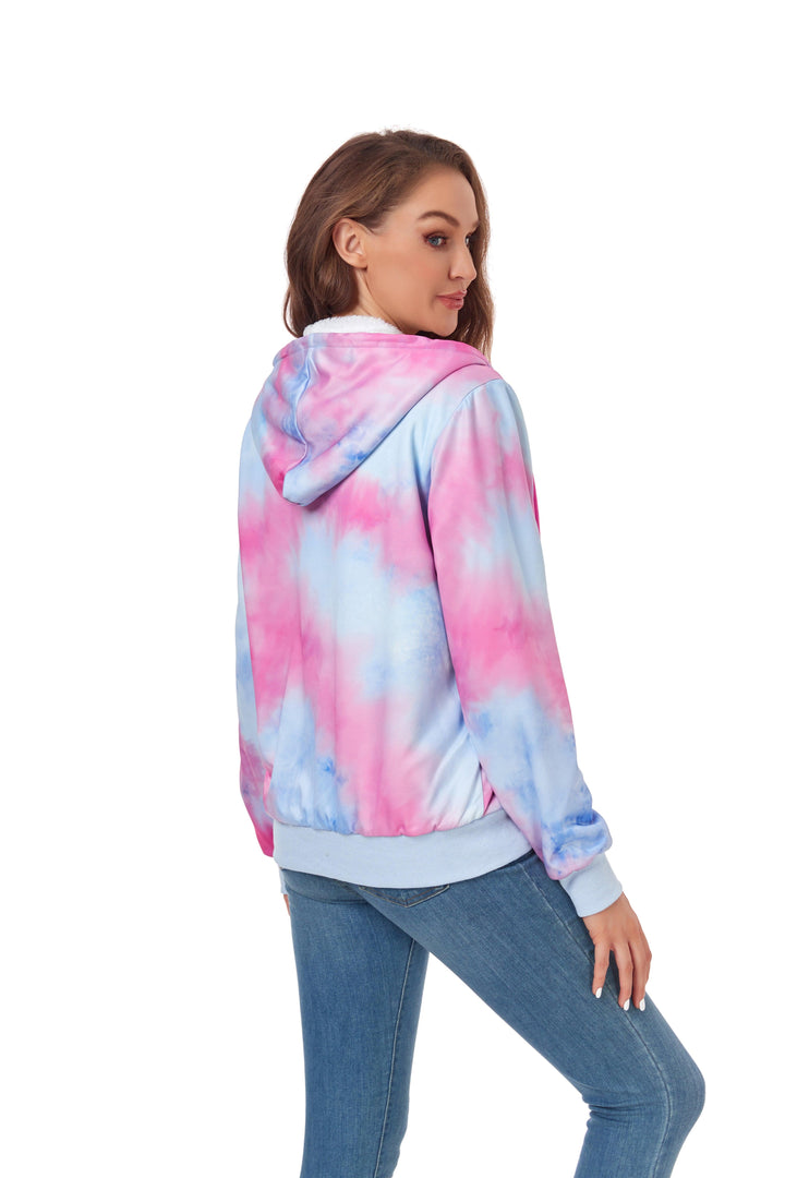 Women's Fleece Printed Sweatshirts Zipper Style Hoodie - GEEKLIGHTING