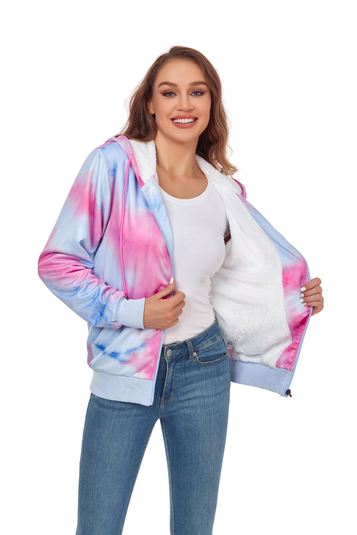 Women's Fleece Printed Sweatshirts Zipper Style Hoodie - GEEKLIGHTING