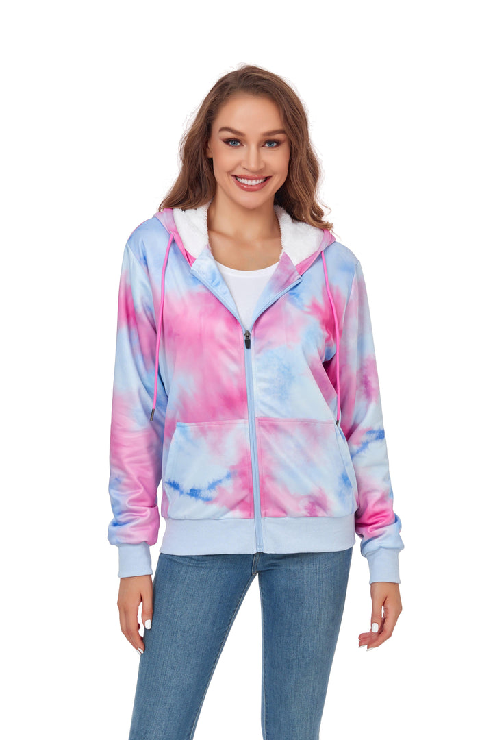 Women's Fleece Printed Sweatshirts Zipper Style Hoodie - GEEKLIGHTING