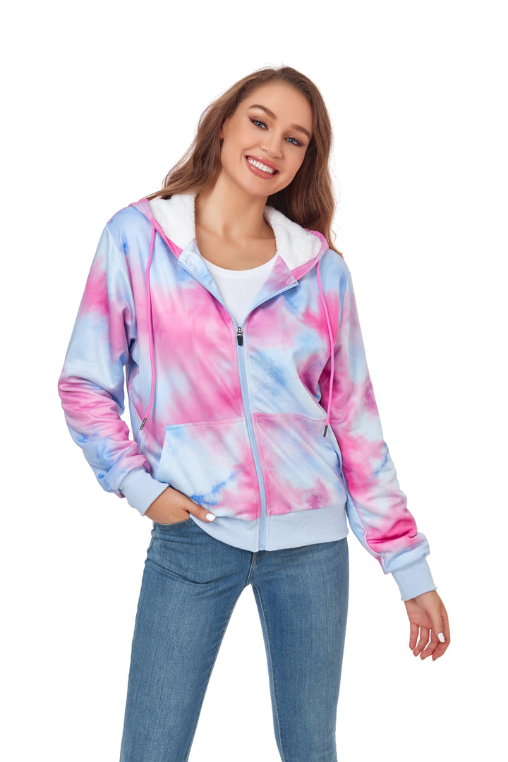 Women's Fleece Printed Sweatshirts Zipper Style Hoodie - GEEKLIGHTING