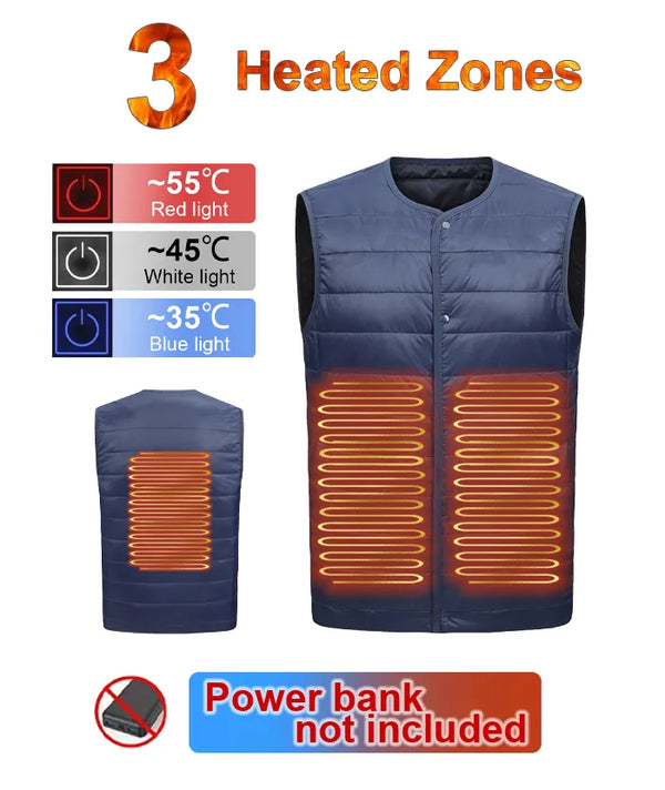 Unisex 3-Zone Button-Down Heated Vest-M46