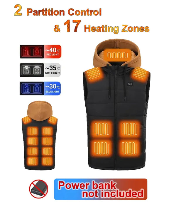 Men's Detachable Hat 17 Zones Heated Vest-M862