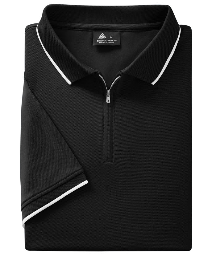Men's Quarter Zip Solid Color Slim Fit Polo Shirt-CUMPO04526 - GEEKLIGHTING